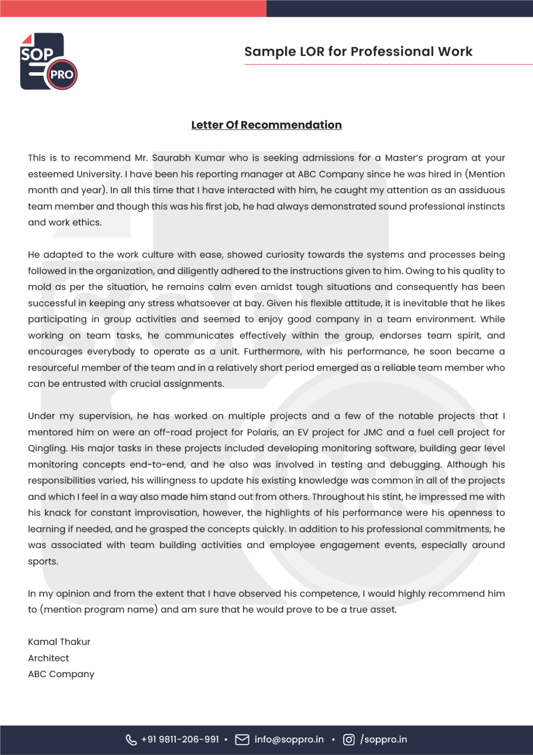 Lor Form.pdf Professional LOR Samples and Examples in PDF format for Study Abroad